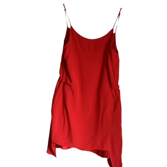 Vanessa Bruno Silk asymmetrical Red Spaghetti Strap Dress mini 36 size 2-4 - Picture 10 of 10